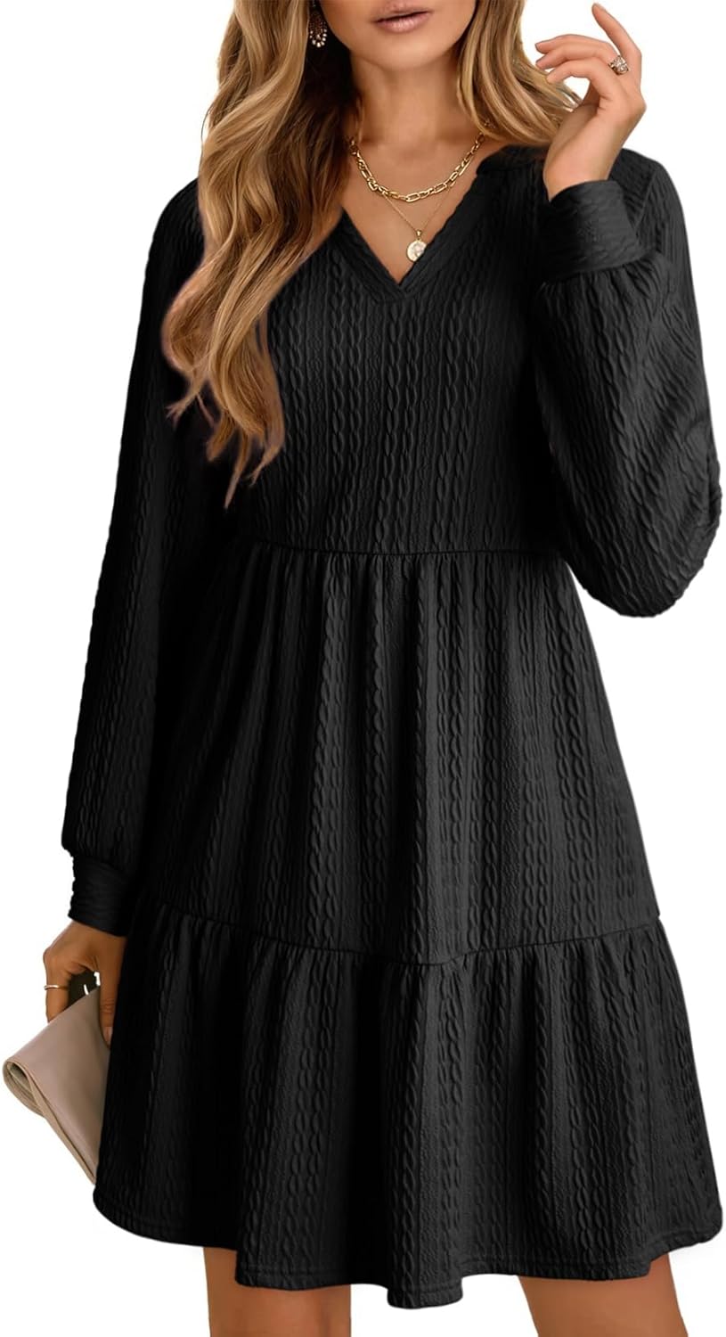 Dokotoo Fall Dresses for Women 2025 Long Sleeve V Neck Casual