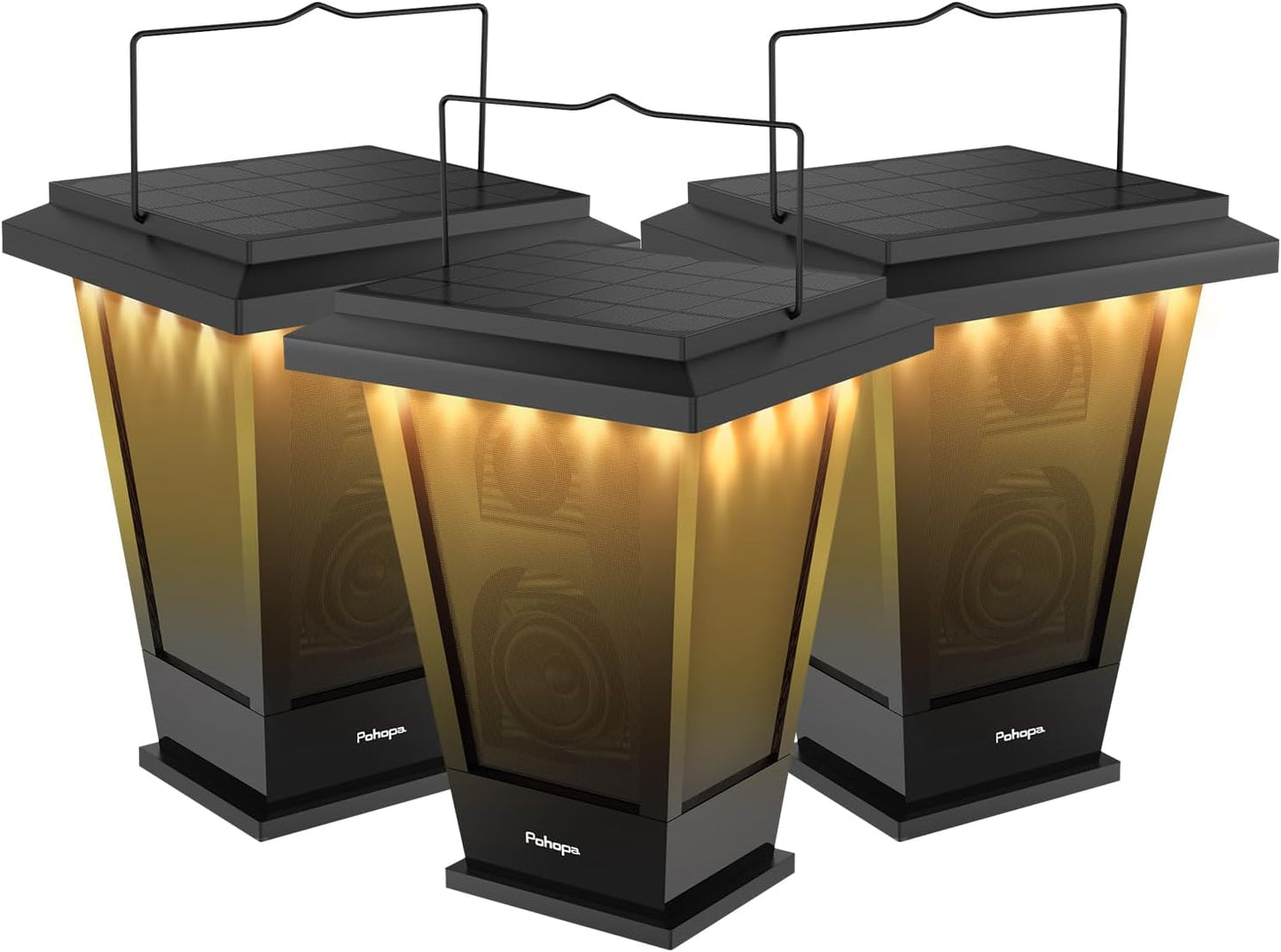 Pohopa Bluetooth Speakers Waterproof with Solar Power & LED Lights