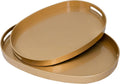 Gold Serving Trays with Handles - Nesting Oval Decorative Set