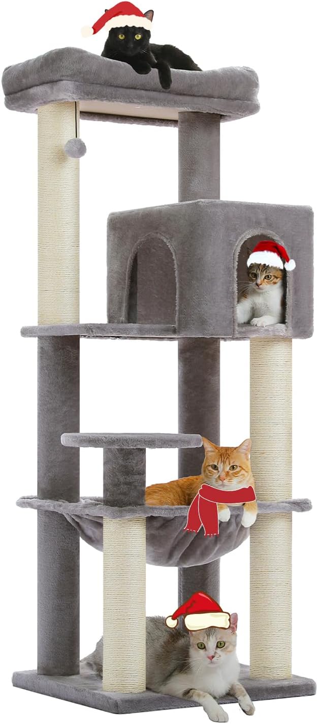 Large Cat Tree with Reinforced Scratching Posts for Big Cats