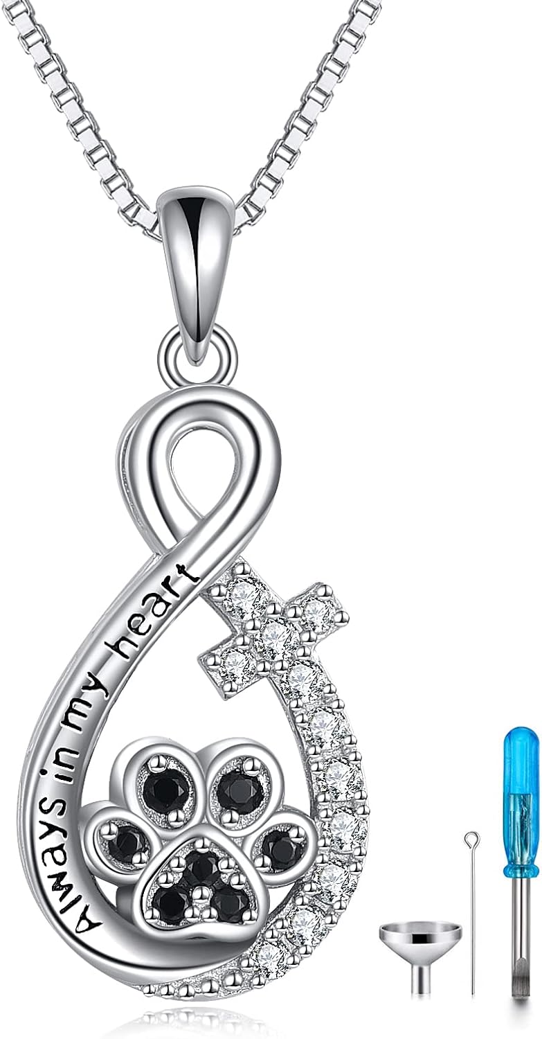 TIGER RIDER Dog Pet Urn Necklace for Ashes - Sterling Silver