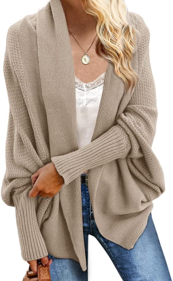 Imily Bela Women's Kimono Batwing Cable Knitted Cardigan Sweater