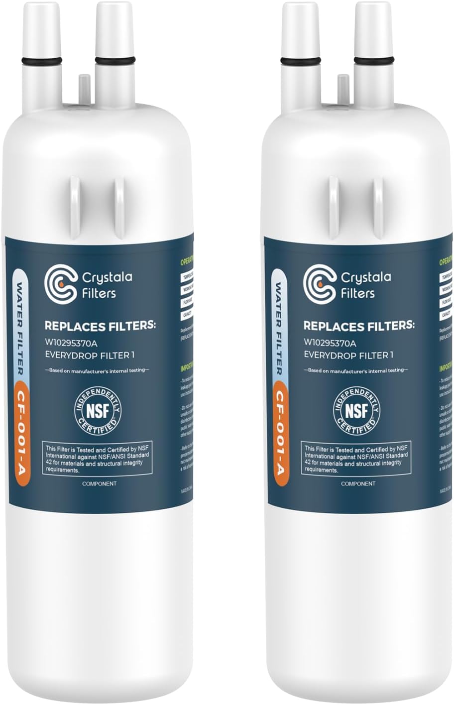 Crystala Filters Refrigerator Water Filter Pack of 2 for Fresh Water