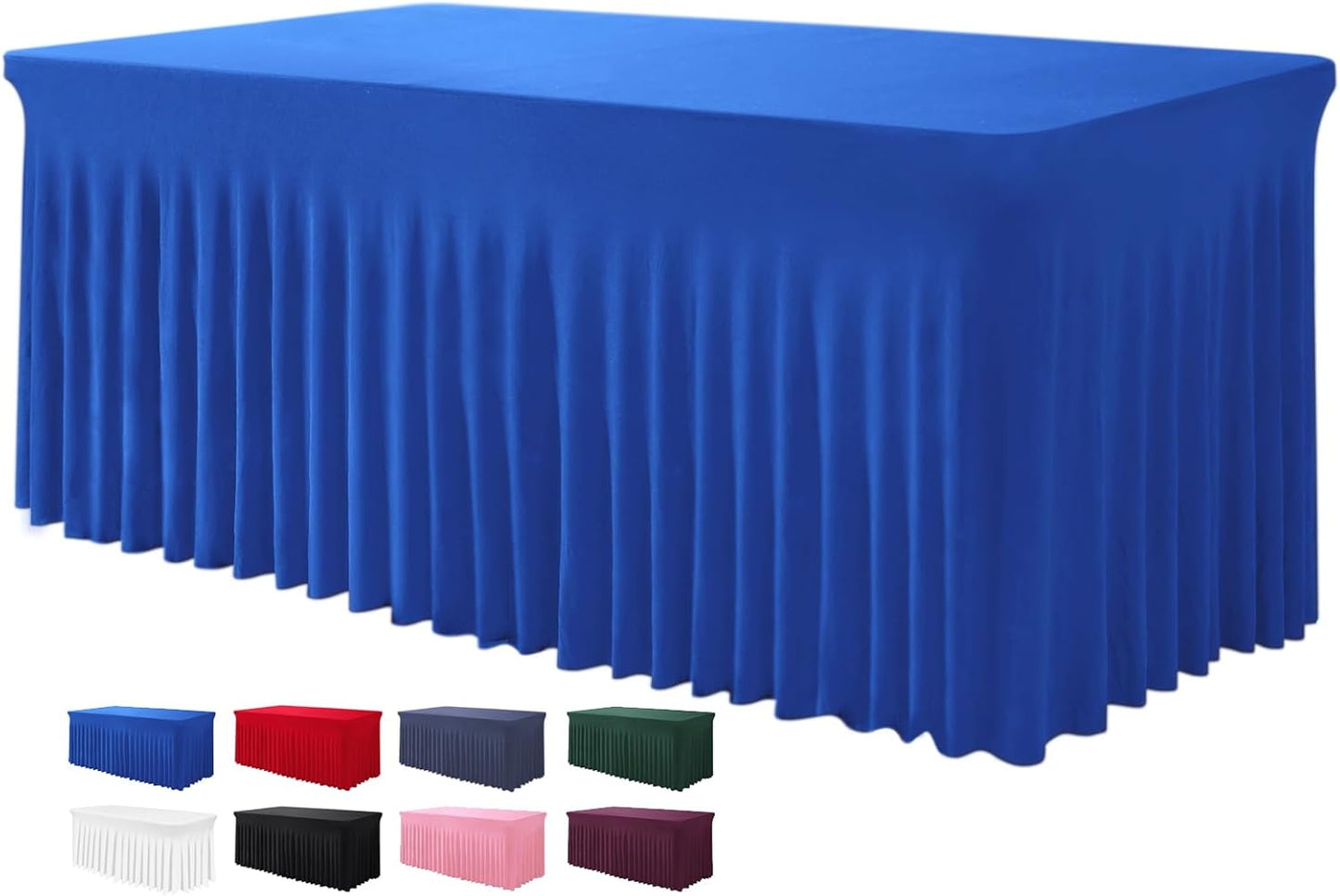 Elegant Royal Blue Table Skirts for Rectangle Tables 8ft