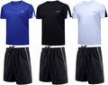 Men's Workout Clothes Athletic Shorts Shirt Set 3 Pack - Versatile