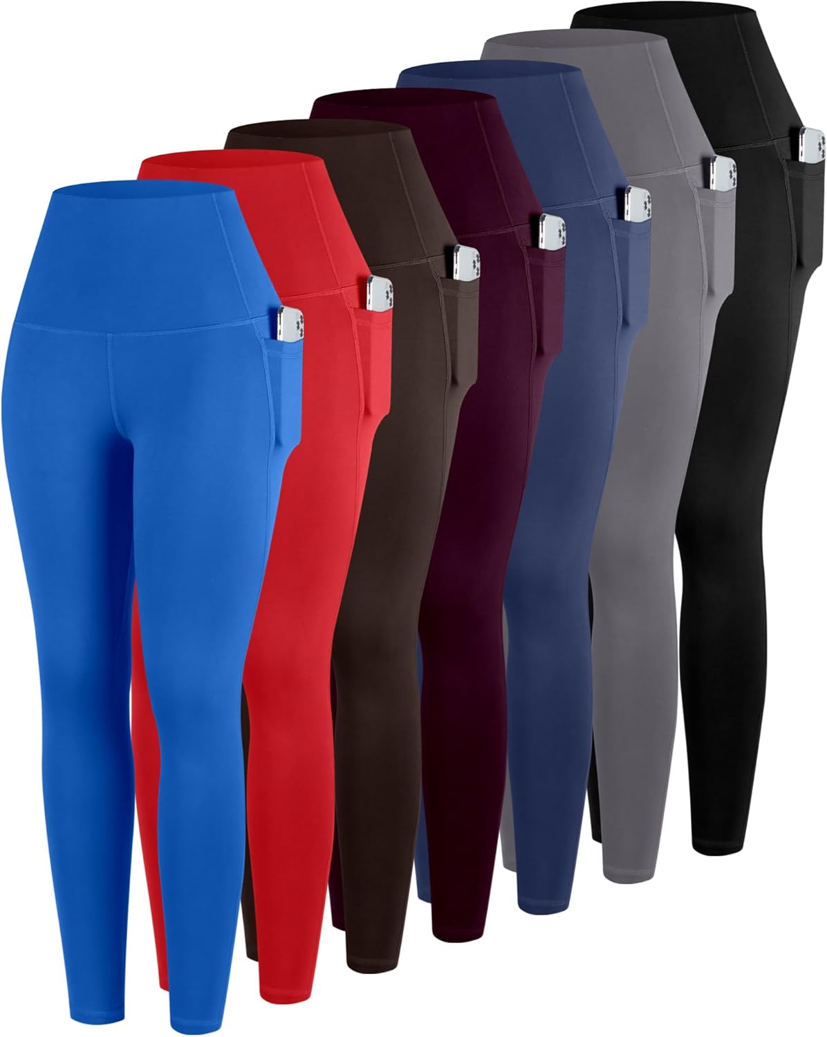 ATHVOTAR Leggings with Pockets for Women - 7 Pack High Waisted