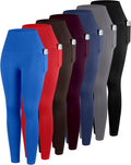 Leggings with Pockets for Women - 7 Pack High Waisted Tummy Control