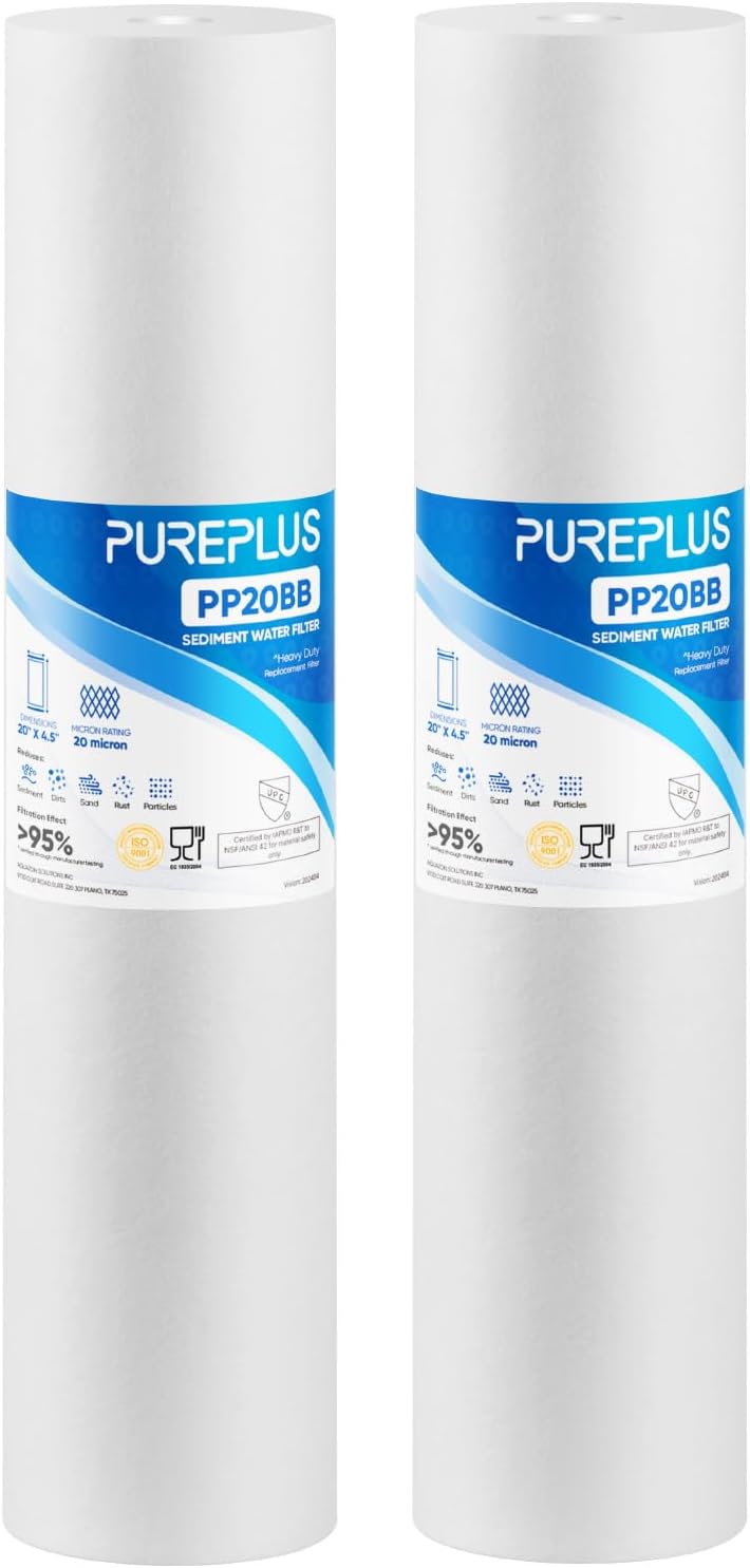 PUREPLUS 20 Micron Whole House Water Filter Cartridge 2 Pack