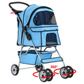 BestPet 4 Wheels Pet Stroller for Cats and Dogs - Travel Ready