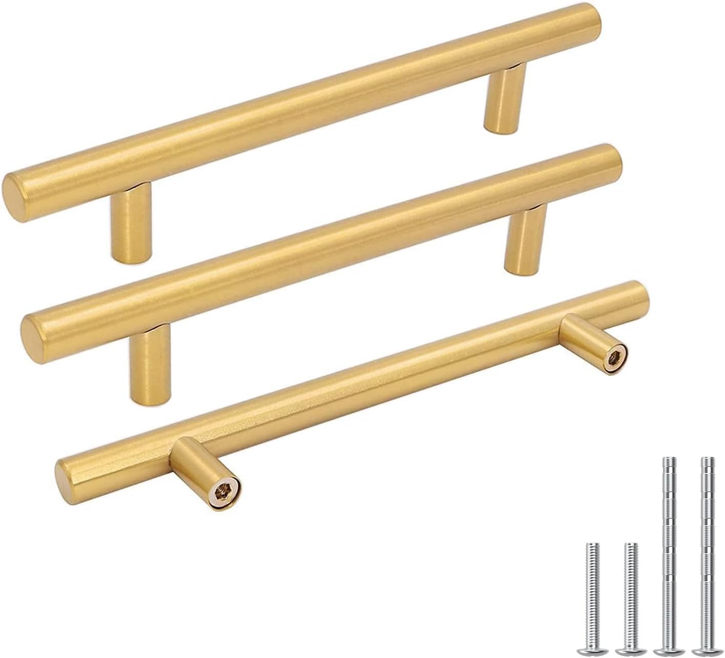 15 Pcs Gold Cabinet Pulls - Durable Brushed Brass Drawer Handles