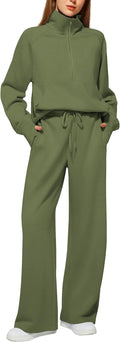 Women's 2 Piece Outfits Lounge Set 2025 - Oversized Half Zip Sweatsuit