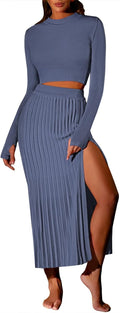 Pink Queen Women's 2 Piece Sweater Set - Flattering Ribbed