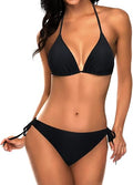 Tempt Me Two Piece Halter Padded Top Tie Side Bottom Bikini