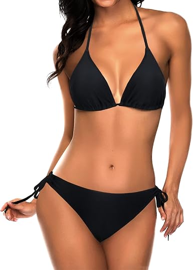 Tempt Me Women Two Piece Halter Padded Top Triangle Bikini