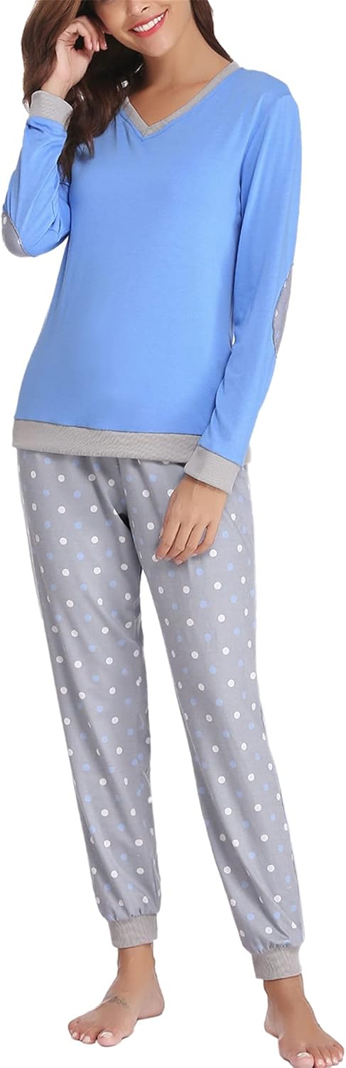 Soft Womens Pajama Sets Cotton Long Sleeve Pj Sets for Comfort