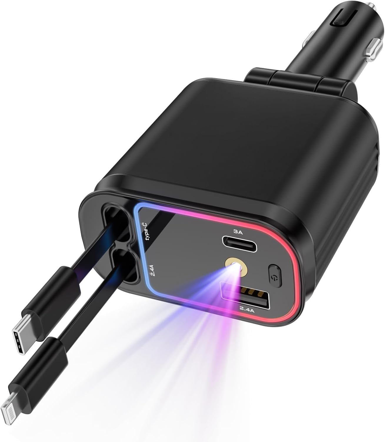66W Fast Car Charger with Retractable Cables - Chihod