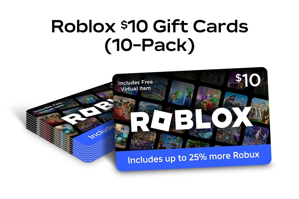 Roblox Gift Cards Party Pack of 10 x $10 for Ultimate Fun