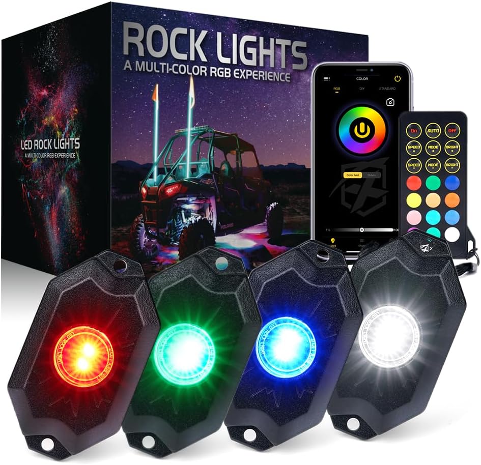 Xprite RGBW LED Rock Lights Kit for Off-Road Vehicles and More