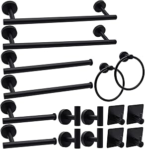 16-Piece Matte Black Bathroom Accessories Set for Modern Spaces