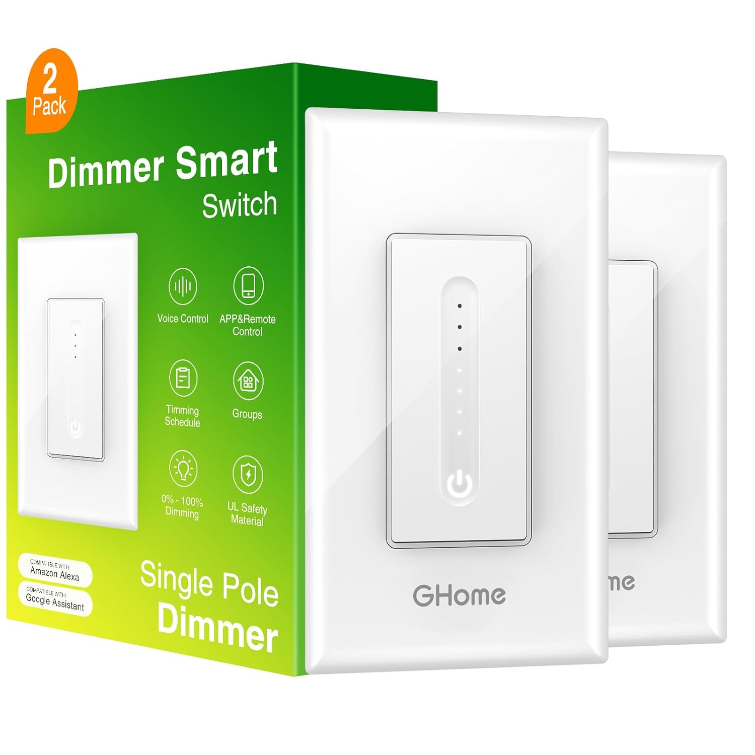 GHome Smart Dimmer Switch for Alexa and Google Home Control