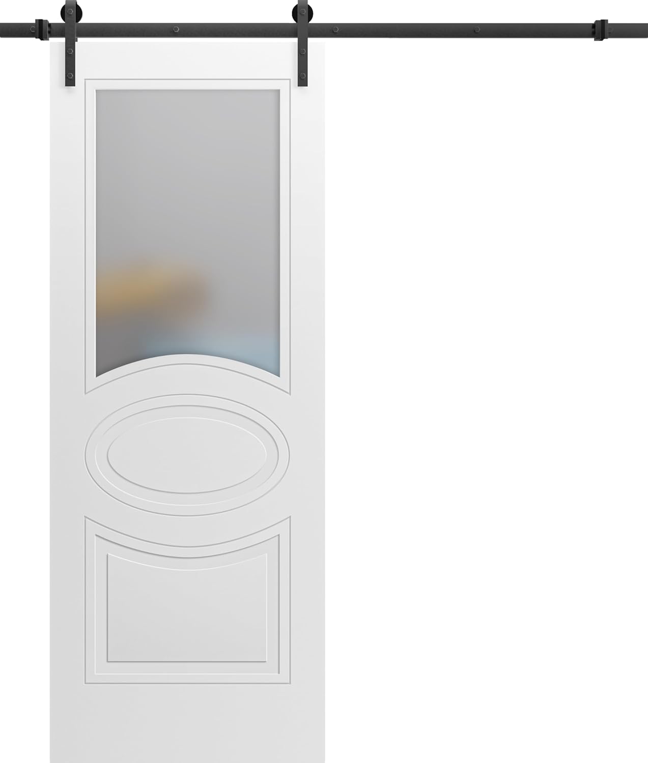 VDOMDOORS Mela 7012 Interior Single Sliding Barn Door with Glass