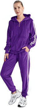 Womens Jogging Suits Sets Running Velour Outfit Zipper Warm Up - Cozy