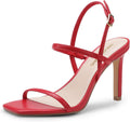 Womens Slingback Heels High Stilettos Open Square Toe Ankle Strap