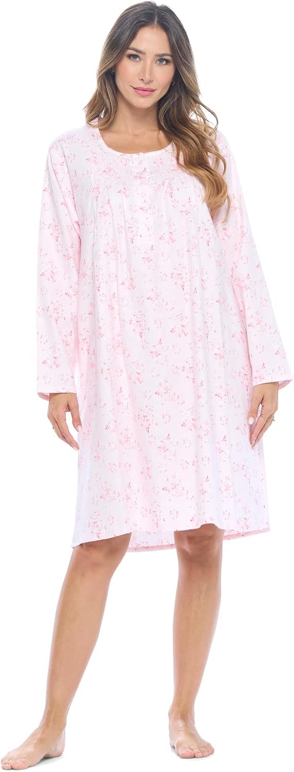 Casual Nights Women's Flannel Floral Long Sleeve Nightgown Review