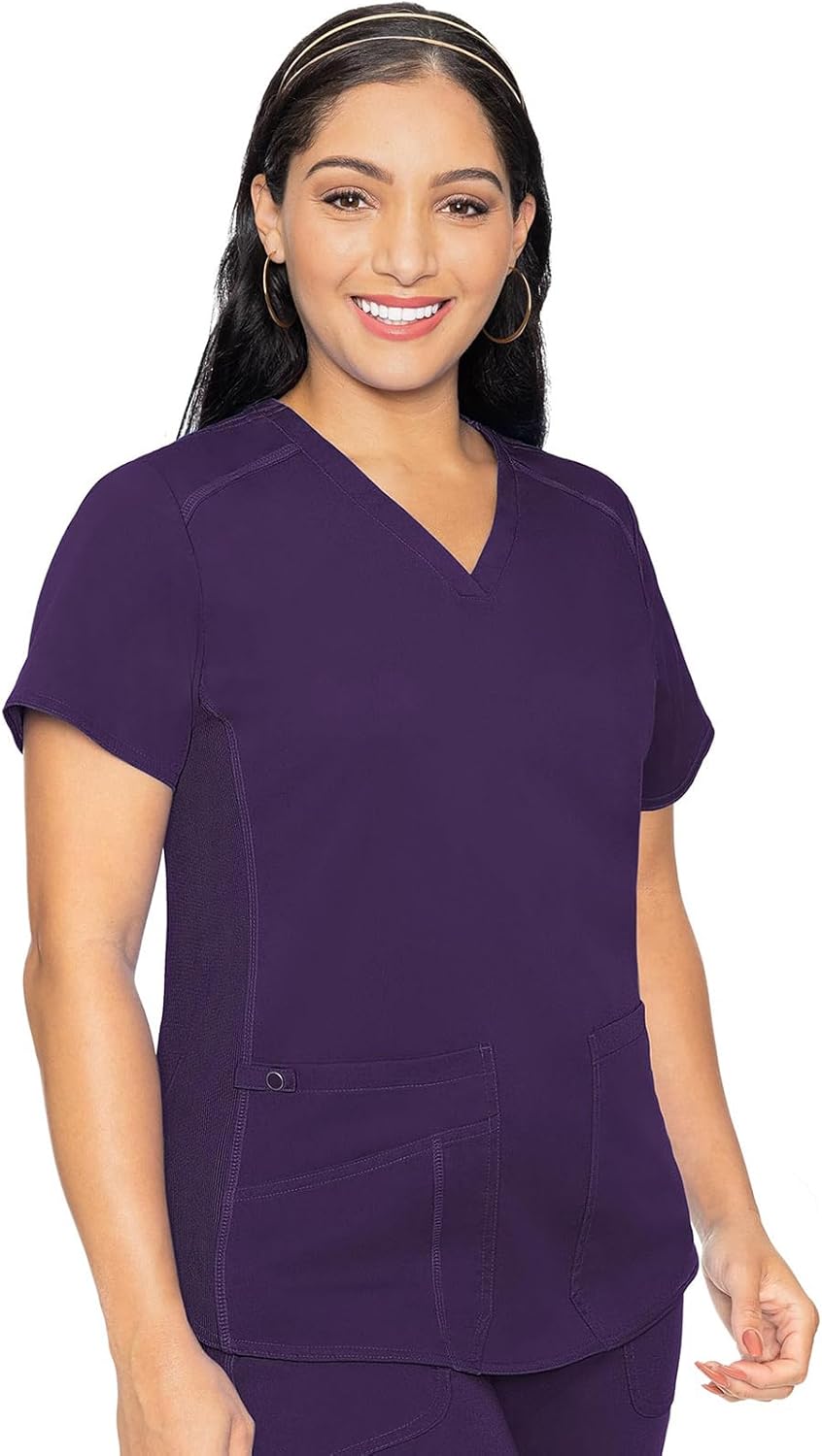 Med Couture V-Neck Scrub Top for Women with 4 Pockets