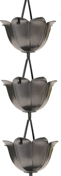 Monarch Rain Chains Aluminum Large Lotus Rain Chain - Elegant Pewter