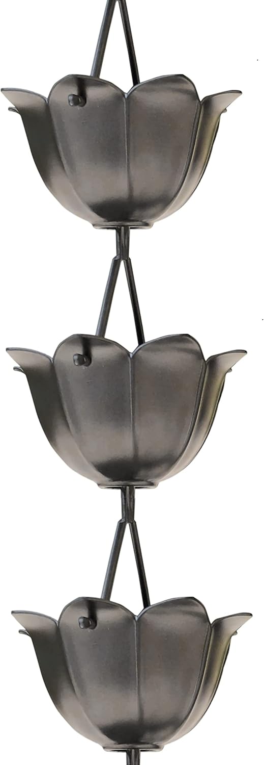 Monarch Rain Chains Aluminum Large Lotus Rain Chain for Gutters