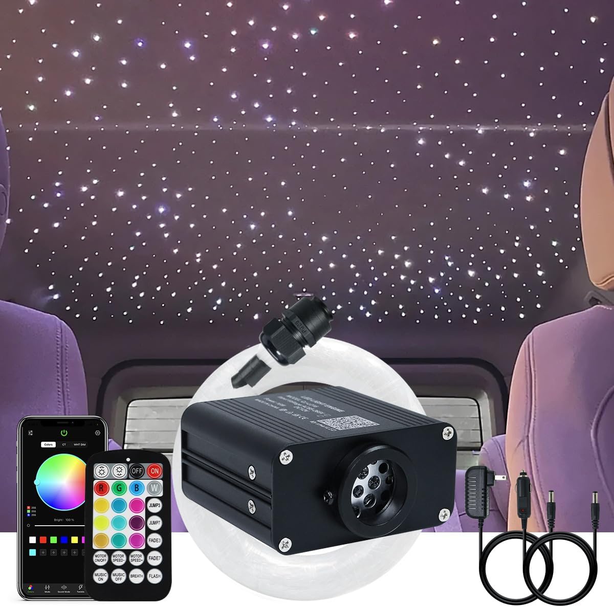 AKEPO 16W Twinkle Fiber Optic Lights Kit for Home and Car