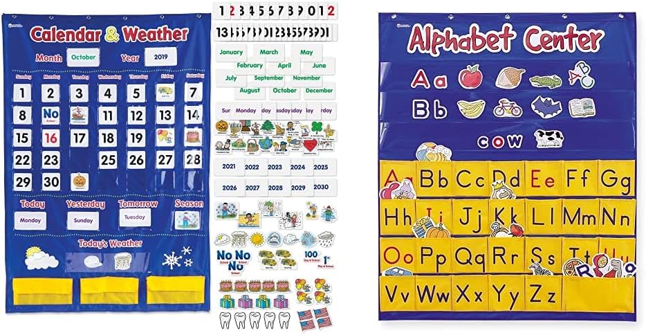 Learning Resources Calendar Weather Alphabet Pocket Charts Bundle