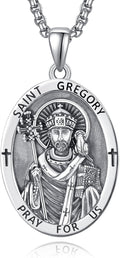 Men's 925 Silver Necklace Featuring Amulet and Patron Saint Designs