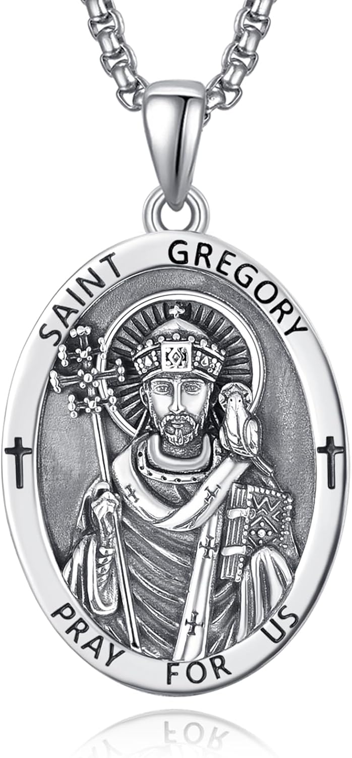 925 Sterling Silver Patron Saint Medals Amulet Necklace for Men