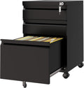 3 Drawer Mobile File Cabinet with Lock - Under Desk Filing Cabinet
