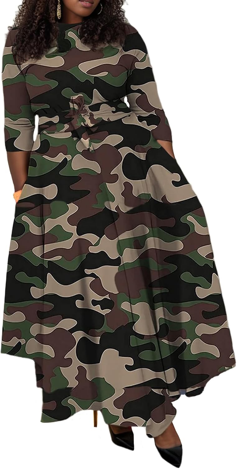 Plus Size A-Line Maxi Dress with Pockets for Curvy Women
