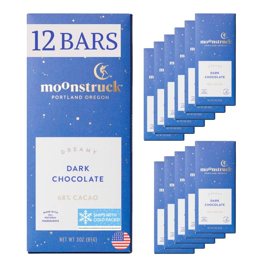 Moonstruck Chocolate Dark Chocolate Bar - 68% Cacao Delight