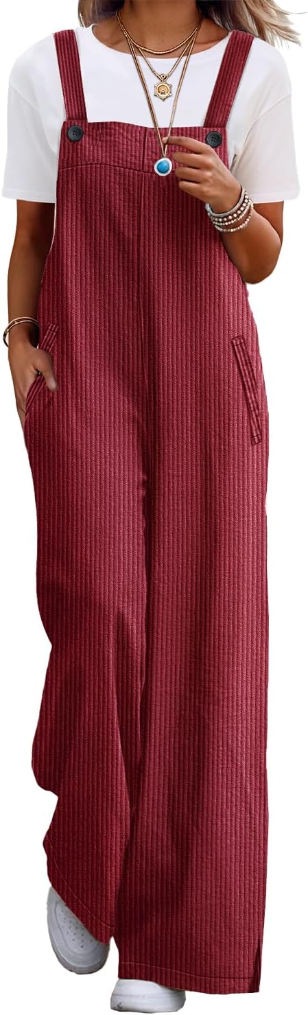 YESNO Women's Casual Corduroy Overalls with Adjustable Straps