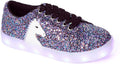 Kids Sneakers White Low Top Light-Up Shoes for Toddlers - Fun Glitter