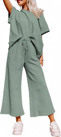 Women's 2 Piece Lounge Set Sweatshirt and Wide Leg Pants - Cozy