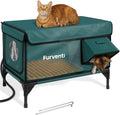 Outdoor Heated Cat House Dark Green L - Insulated, Weatherproof