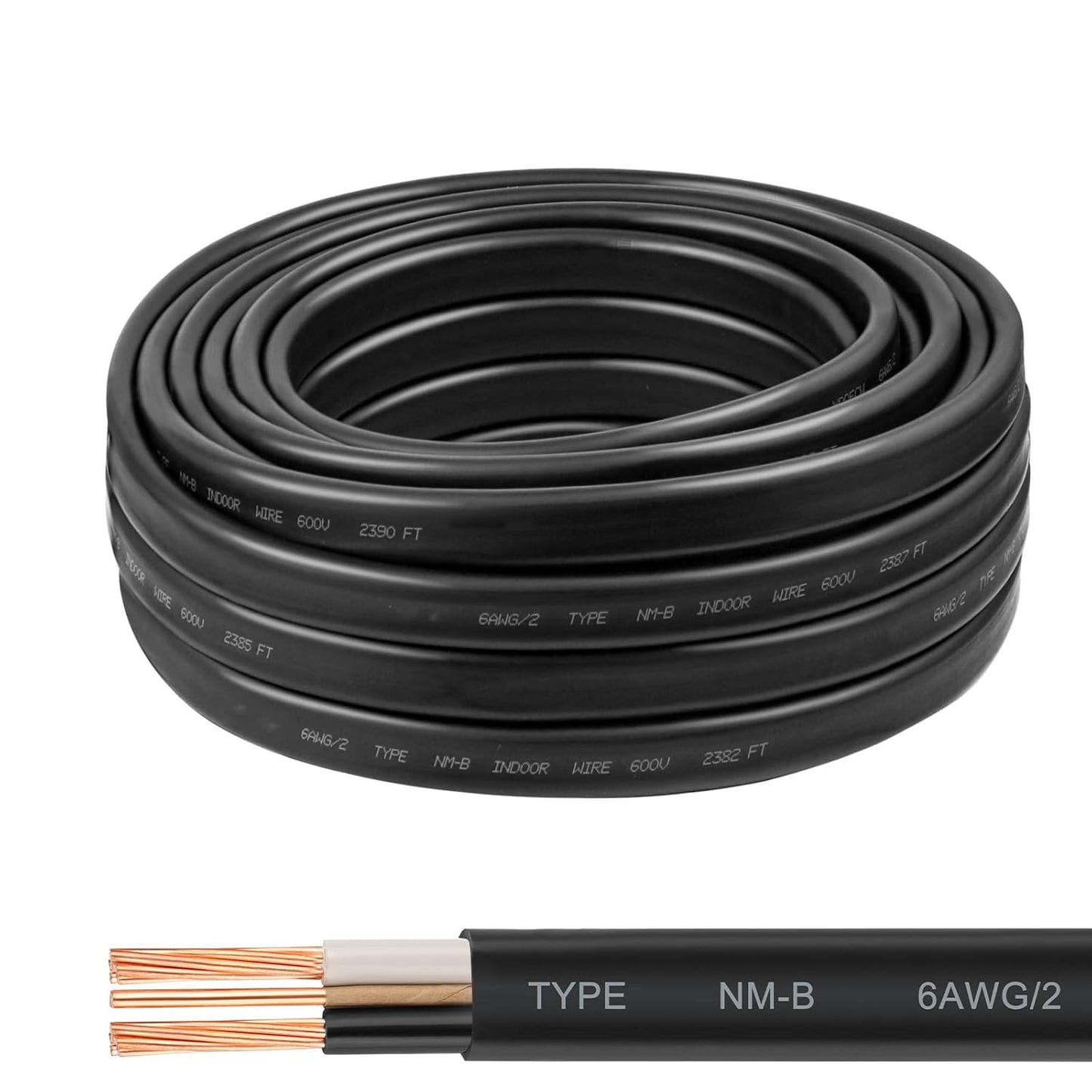6/2 Wire with Ground - 50FT 6 Gauge NM-B Copper Cable for Wiring