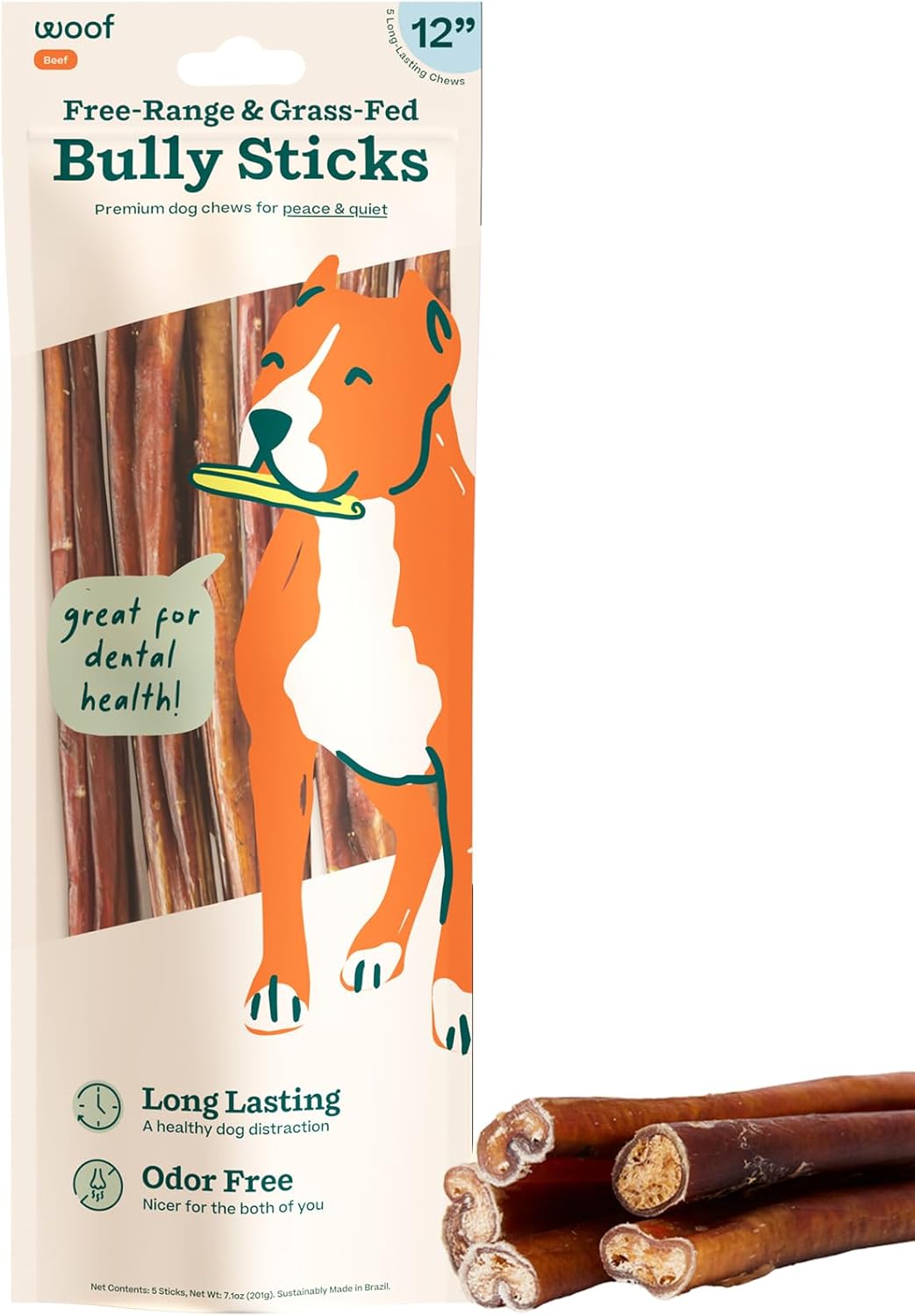 Long-Lasting Bully Sticks Dog Treats for Happy Pups - 12in