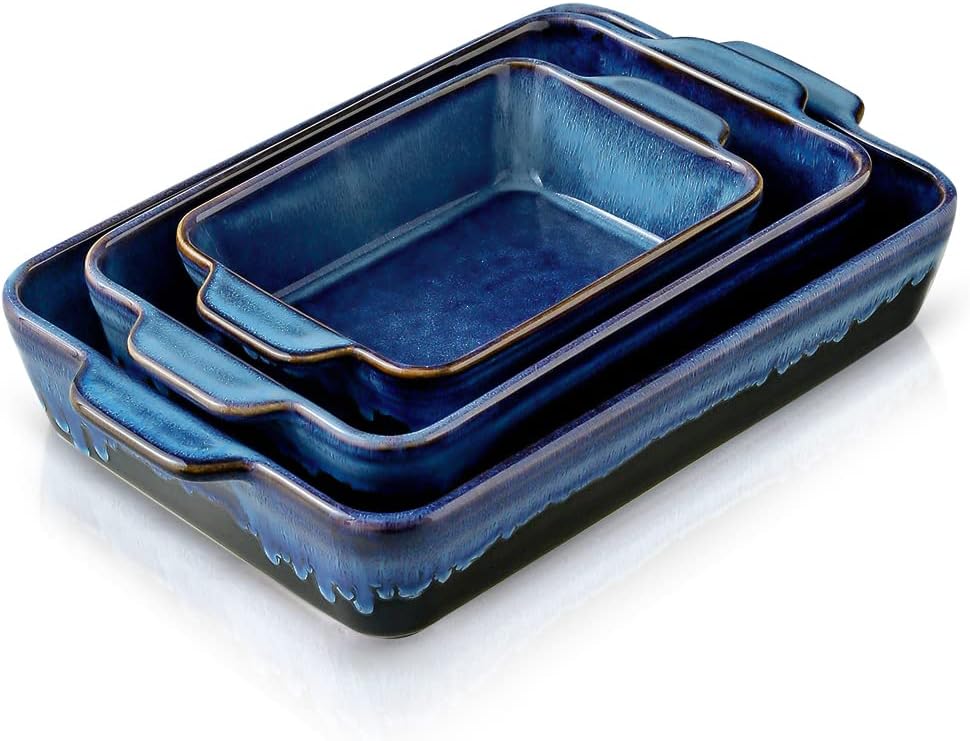 Ceramic Baking Dish Set for Cooking, 3-Piece Bakeware Set