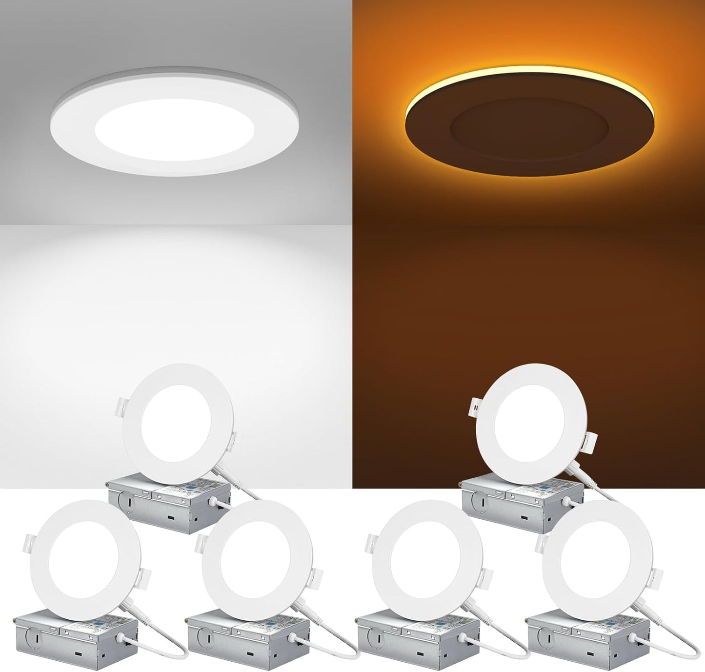 ZYC Canless LED Recessed Lighting 4 Inch with Night Light Mode
