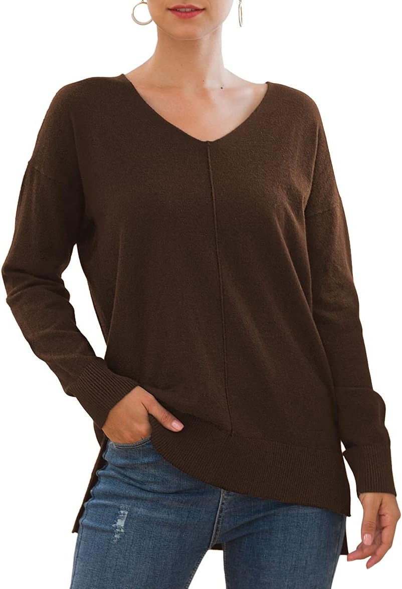 Jouica Women's Casual Lightweight V Neck Batwing Sleeve Sweater