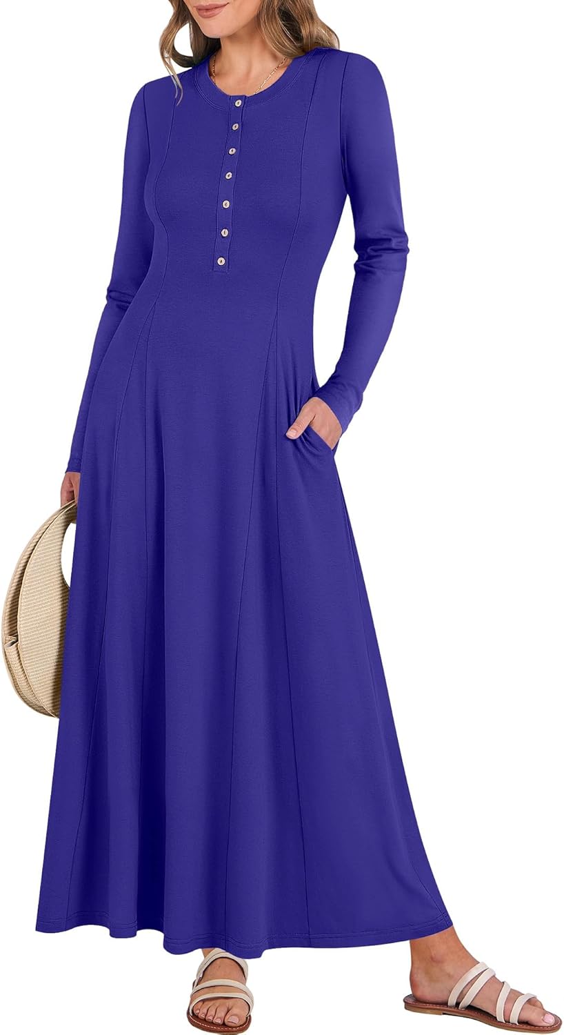 Women's Long Sleeve Maxi Dress for Fall Casual Outfits 2025