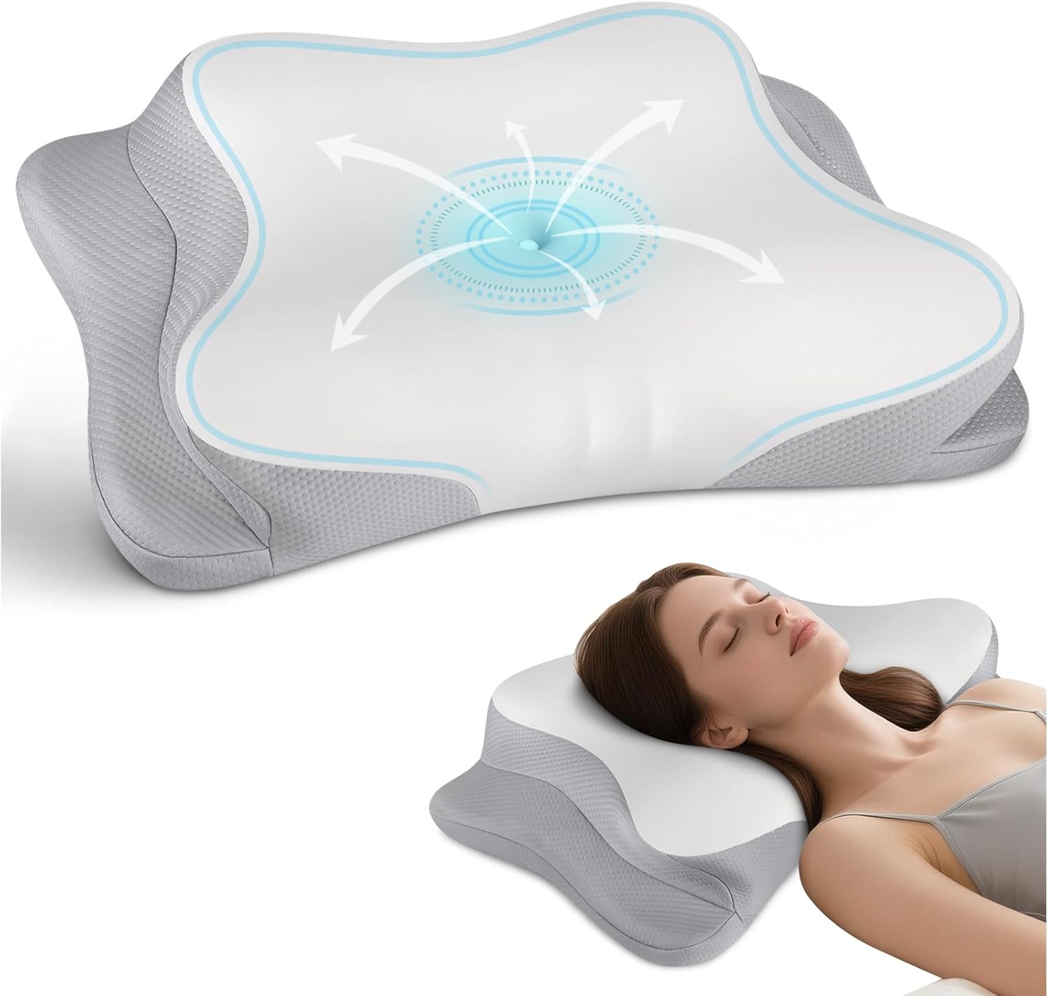 Cervical Neck Pillow for Pain Relief - Ergonomic Memory Foam
