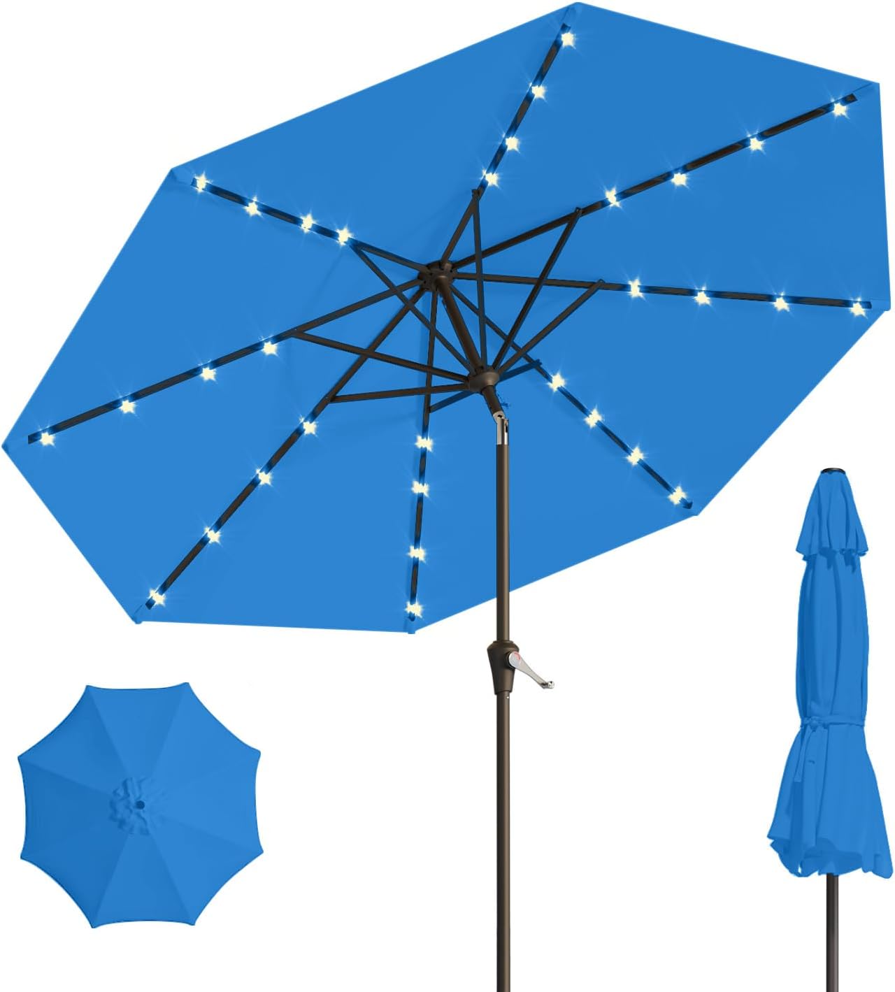 10FT Solar Umbrella with 32 LED Lights for Outdoor Spaces